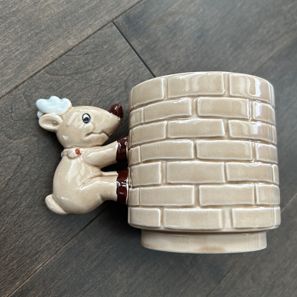 ENESCO Vintage Reindeer Handle Small Mug, Brick Chimney Christmas Holiday RARE - Picture 5 of 5